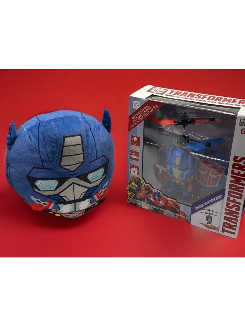 Transformers Optimus Prime Bundle Motion Sensing Helicopter & Reversible Plushie